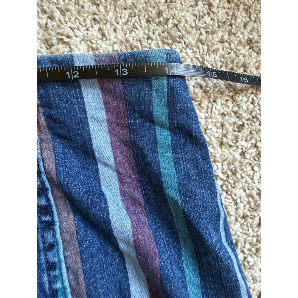 Free People Striped Denim Mini Skirt Blue Multi Color Vertical Stripe Size 8 - Picture 7 of 8